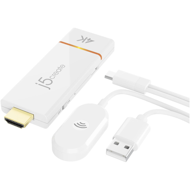 j5create JVAW76 Screencast Wireless 4K HDMI Display Adapter Miracast/AirPlay USB Powered 2.5 & 5.8 GHz