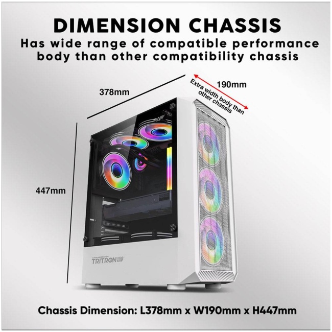 Armaggeddon Gaming Case ATX 4xARGB TRITRON PRO 100 Black - Image 3