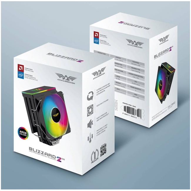 Armaggeddon Gaming Cooling CPU Silent RGB Fan 4-Pipe BLIZZARD 2 White - Image 12