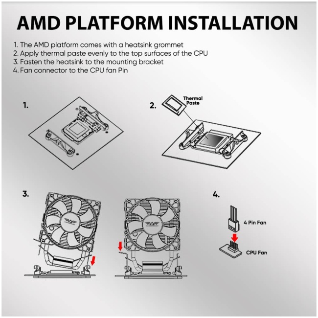 Armaggeddon Gaming Cooling CPU Silent RGB Fan 4-Pipe BLIZZARD 2 White - Image 4