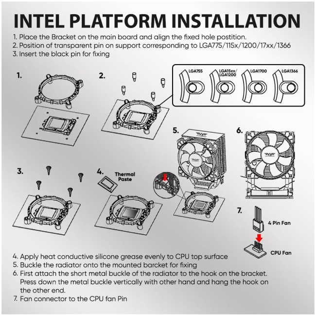Armaggeddon Gaming Cooling CPU Silent RGB Fan 4-Pipe BLIZZARD 2 White - Image 5