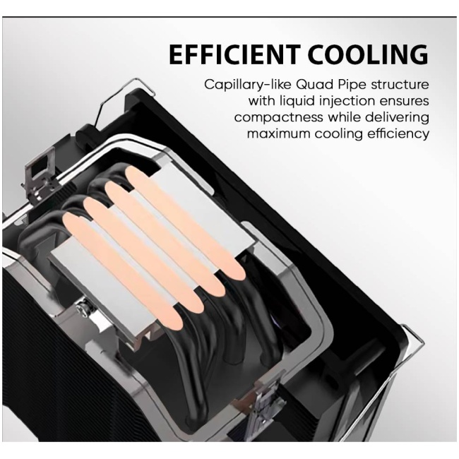 Armaggeddon Gaming Cooling CPU Silent RGB Fan 4-Pipe BLIZZARD 2 White - Image 6