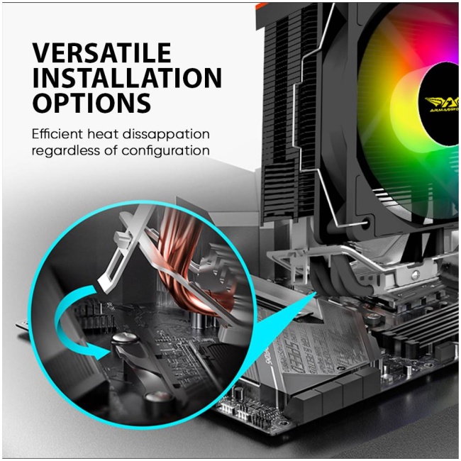 Armaggeddon Gaming Cooling CPU Silent RGB Fan 4-Pipe BLIZZARD 2 White - Image 9