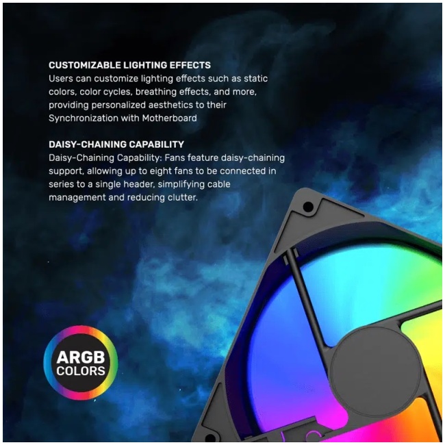 Armaggeddon Gaming Cooling Fan Set 4pcs ARGB KIT 5000 Black - Image 3