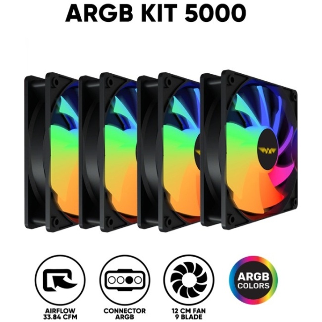 Armaggeddon Gaming Cooling Fan for ARGB KIT 5000 1pc Slave Fan Black - Image 3