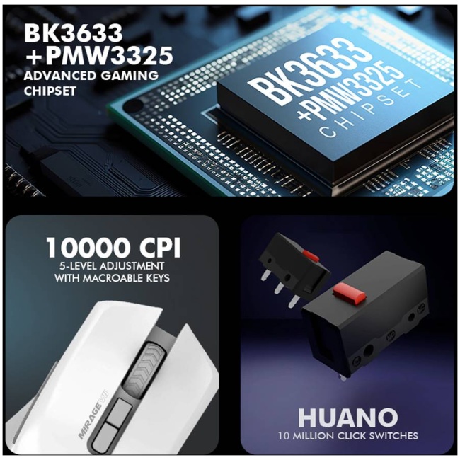 Armaggeddon Gaming Mouse Wired+2.4G+BT Recharge 7B MIRAGE VII Black - Image 4