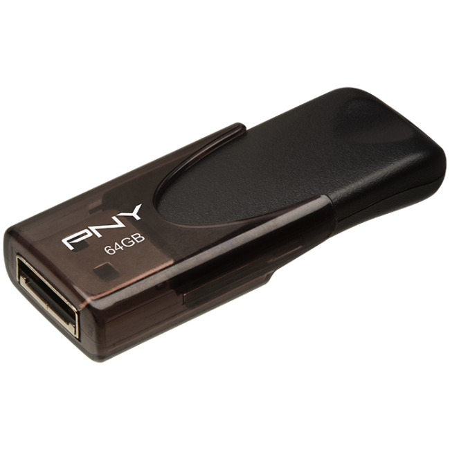 PNY Flash Drive Attache 4 USB 2.0 Stick 64GB Capless Slider Black FD64GATT4 - Image 2