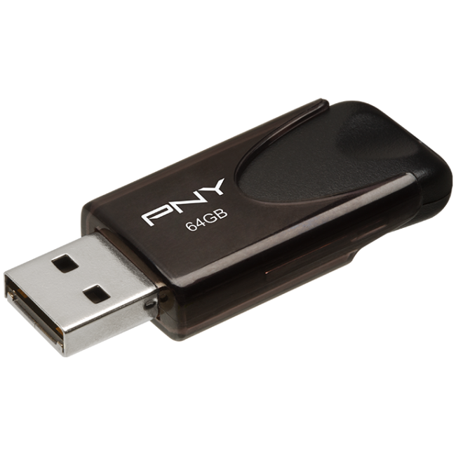 PNY Flash Drive Attache 4 USB 2.0 Stick 64GB Capless Slider Black FD64GATT4 - Image 3