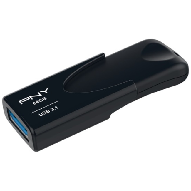 PNY Flash Drive Attache 4 USB 3.1 Stick 64GB Capless Slider Black FD64GATT431KK - Image 2