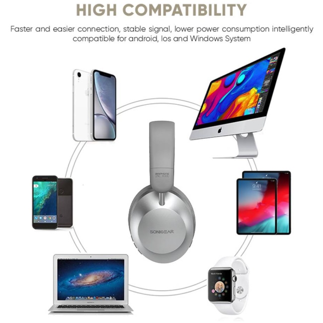 SonicGear Headphones Bluetooth AIRPHONE DNC3000 Platinum Silver - Image 3