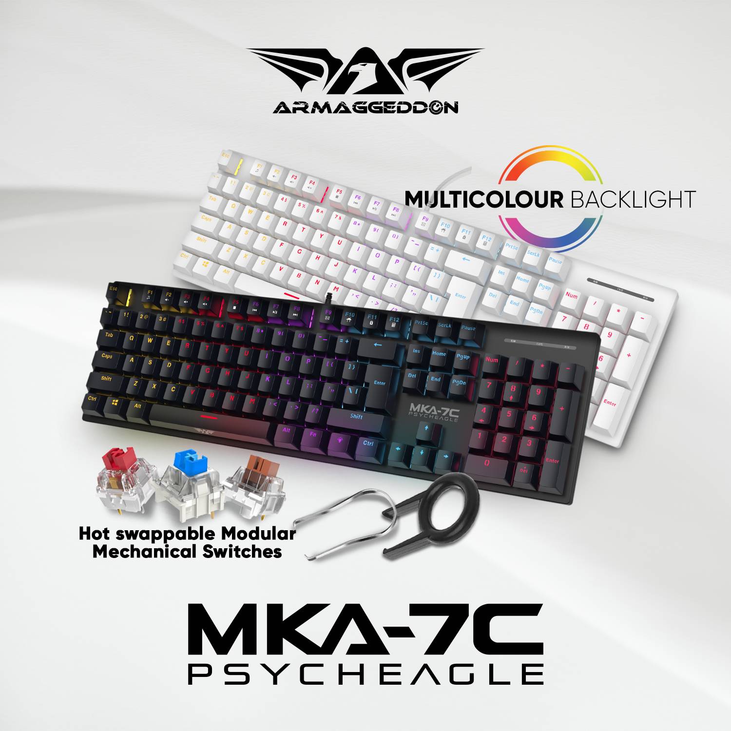 Armaggeddon MKA-7C Black Mechanical Gaming Keyboard 104 Keys Linear Red ...