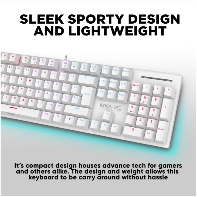 Armaggeddon MKA-7C White Mechanical Gaming Keyboard 104 Keys Clicky Blue Keys - Image 2
