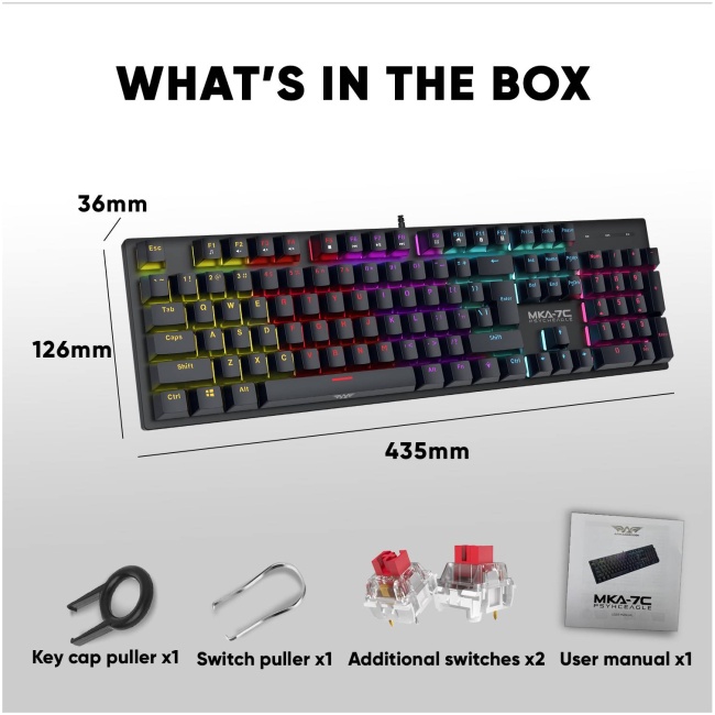 Armaggeddon MKA-7C White Mechanical Gaming Keyboard 104 Keys Clicky Blue Keys - Image 3