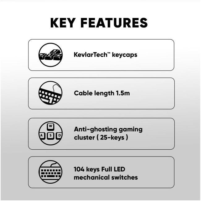 Armaggeddon MKA-7C White Mechanical Gaming Keyboard 104 Keys Clicky Blue Keys - Image 4
