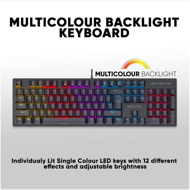 Armaggeddon MKA-7C White Mechanical Gaming Keyboard 104 Keys Clicky Blue Keys - Image 5