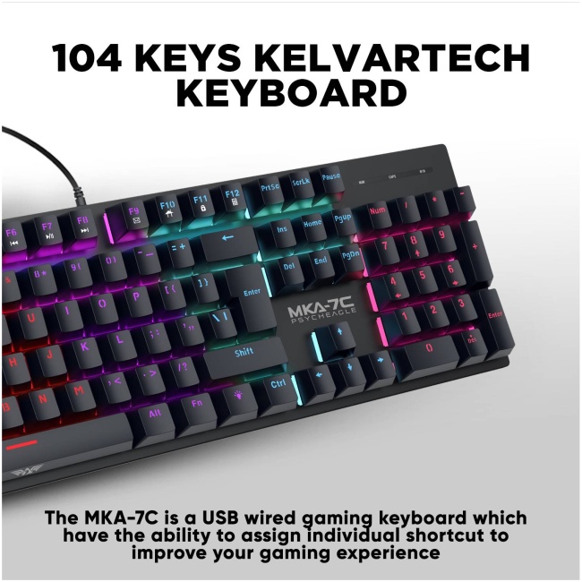 Armaggeddon MKA-7C White Mechanical Gaming Keyboard 104 Keys Clicky Blue Keys - Image 9