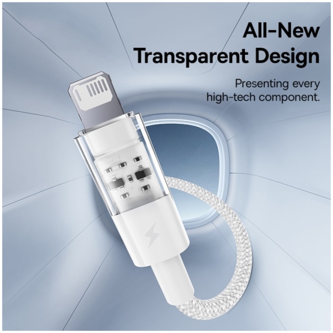 Baseus Cable Lightning to USB-A Gem Series 2m Moon White - Image 2