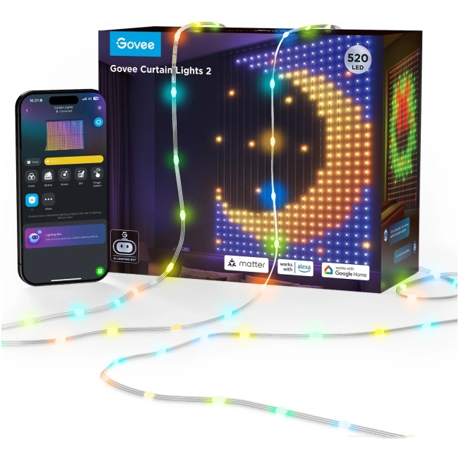Govee H70B3 LED Curtain Lights 2 WiFi & BT RGBIC 1.5x2.0m IP65 (EU)