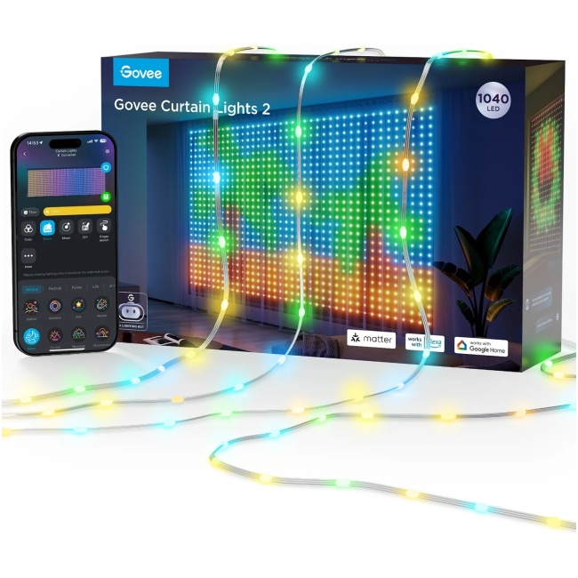 Govee H70B4 LED Curtain Lights 2 WiFi & BT RGBIC 3mx2.0m IP65 (EU)