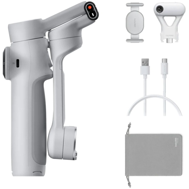 Insta360 Flow 2 AI Tracker Bundle Gray - A.I. Powered Gimbal Stabilzer for Smartphone