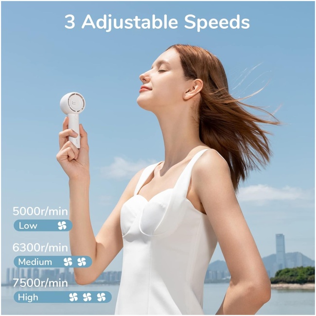 Jisulife FA42 White Portable Personal Fan with Hiden Blades & Powerful 7500 RPM motor - Image 9