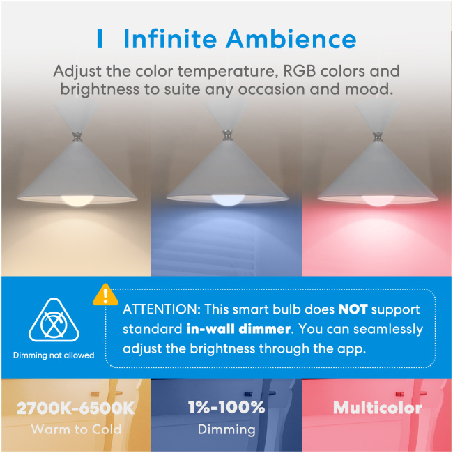 Meross Homekit Smart Wi-Fi LED Bulb RGBWW E27 MSL120HK-UK - Image 3