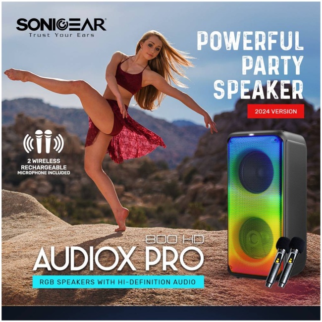 SonicGear AudioXPro800HD 2 x 8'' Portable Karaoke Speaker with Voice Changer & 2 x Wireless Microphones included - Image 3