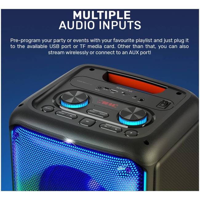 SonicGear AudioXPro800HD 2 x 8'' Portable Karaoke Speaker with Voice Changer & 2 x Wireless Microphones included - Image 10