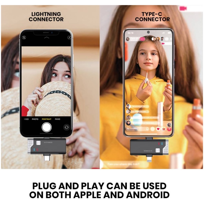 SonicGear WLM3000 DUO USB-C & Lightning Receiver to 2x Lavalier ClipOn Microphones - Image 9