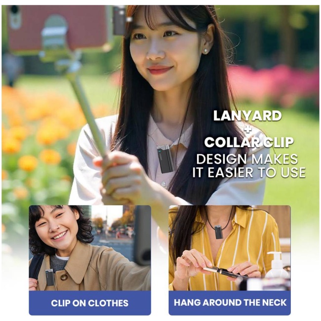 SonicGear WLM3000 DUO USB-C & Lightning Receiver to 2x Lavalier ClipOn Microphones - Image 8