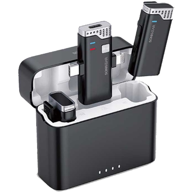 SonicGear WLM3000 DUO USB-C & Lightning Receiver to 2x Lavalier ClipOn Microphones