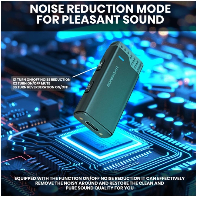 SonicGear WLM3000 DUO USB-C & Lightning Receiver to 2x Lavalier ClipOn Microphones - Image 5