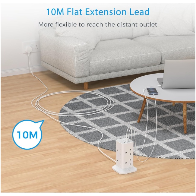 Tessan 8-Gang Extension 2 USB-A USB C 2m 13A TPS03-UK-C - Image 2