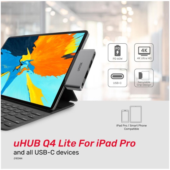 Unitek D1034A Type-C Hub USB3.1 HDMI/Audio/PD (Best for iPad Pro) - Image 3