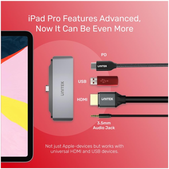 Unitek D1034A Type-C Hub USB3.1 HDMI/Audio/PD (Best for iPad Pro) - Image 4