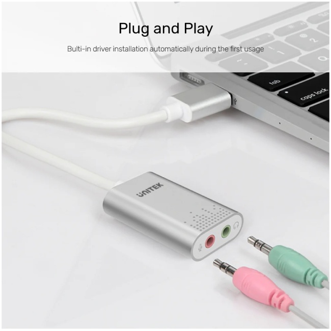 Unitek Y-247A External USB Soundcard USB-A to Stereo Audio Headset/Speaker and Microphone - Image 6
