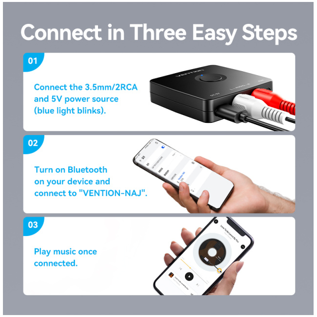 Vention AUDIO Bluetooth Receiver 3.5mm/2RCA NAJB0 - Image 5