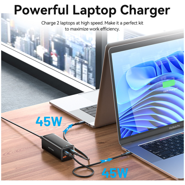 Vention Charger Desktop Station 100W 2xC 2xA+240W Cable Black FBSBG-UK - Image 10