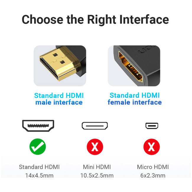 Vention HDMI Adaptor Male to Female 270 Degree Vertical Flat 4K60Hz AIQB0 - Image 7