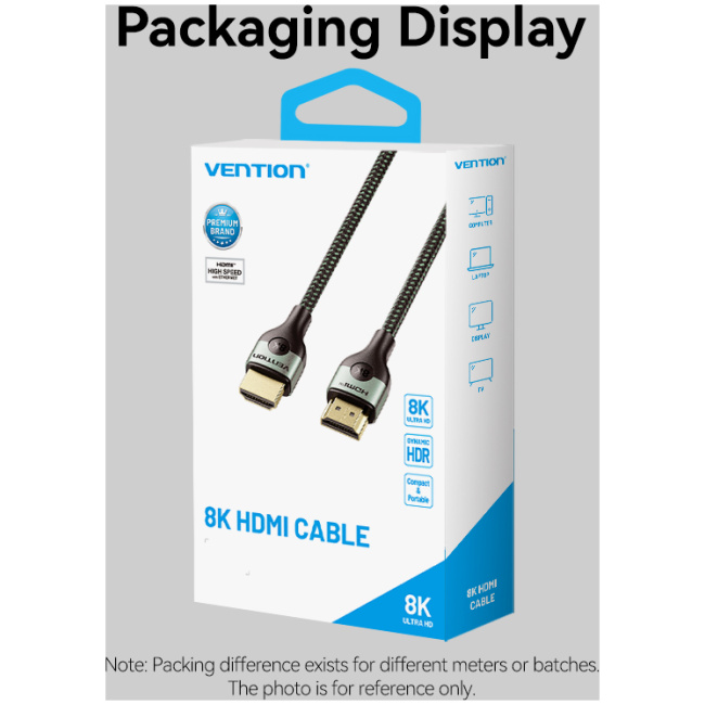 Vention HDMI Cable 2.1 8K60Hz Braided Ultra Thin 2.0m ALOGH - Image 2