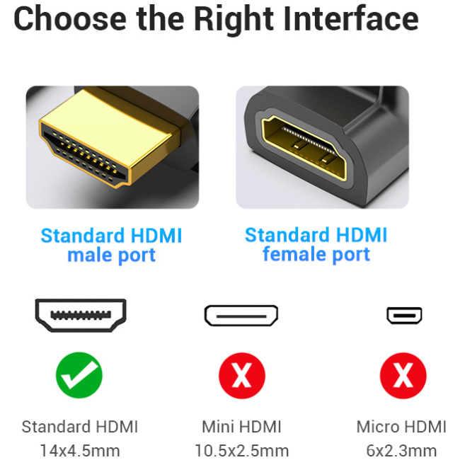 Vention HDMI Right Angle Adaptor Male to Female 90 Degree 4K60Hz AIOB0 - Image 6