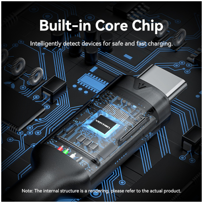 Vention IT Cable USB-C 3.2 Gen2 M-F 0.5m Braided Aluminum Black TRFBD - Image 8