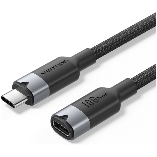 Vention IT Cable USB-C 3.2 Gen2 M-F 1.0m Braided Aluminum Black TRFBF