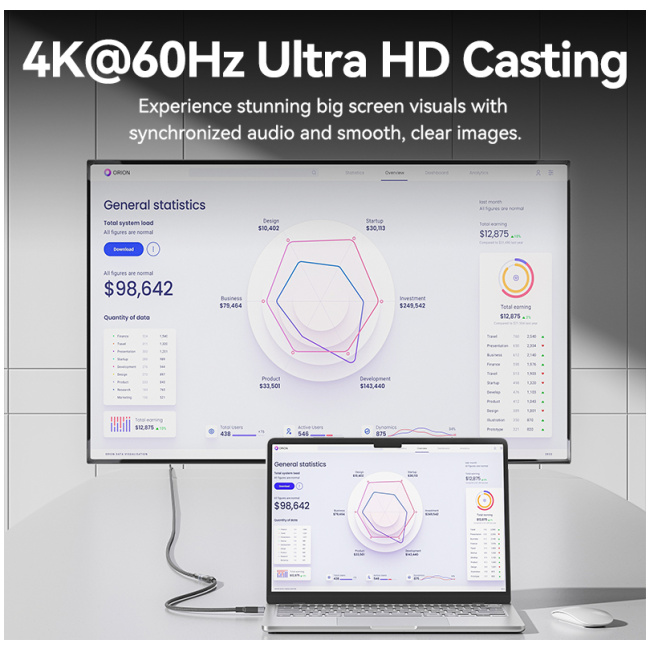 Vention IT Cable USB-C 3.2 Gen2 M-F 1.0m Braided Aluminum Black TRFBF - Image 10