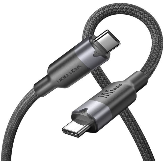 Vention IT Cable USB-C 3.2 Gen2 M-M 0.5m Braided Aluminum Black TRGBD - Image 2