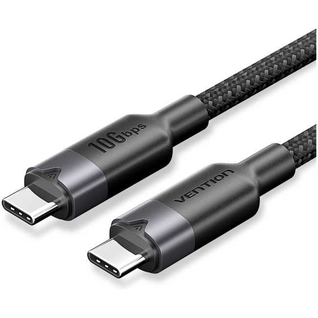Vention IT Cable USB-C 3.2 Gen2 M-M 0.5m Braided Aluminum Black TRGBD