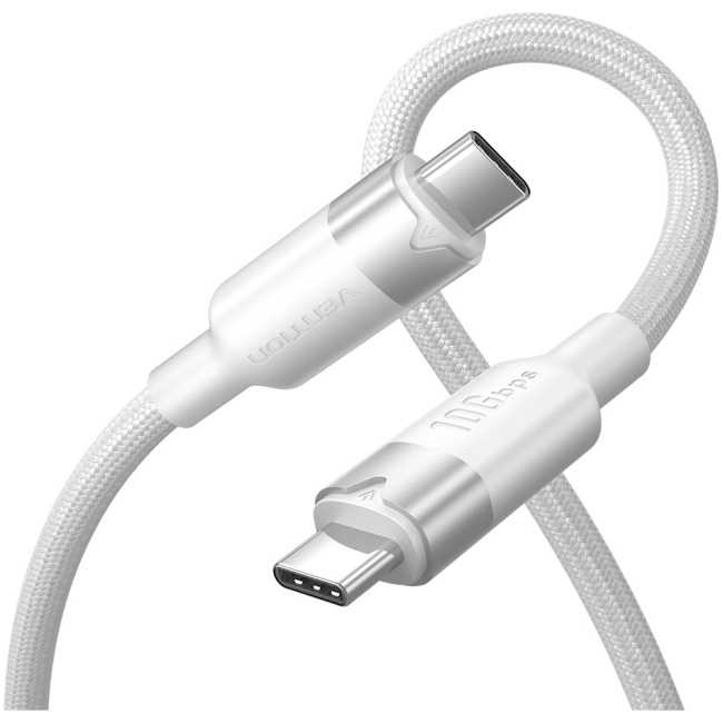 Vention IT Cable USB-C 3.2 Gen2 M-M 1.0m Braided Aluminum White TRGWF - Image 2