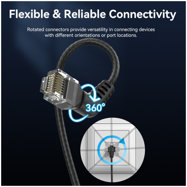 Vention NETWORK Cable Cat6A UTP Rotate Right Angle Slim 2.0m Black IBOBH - Image 2