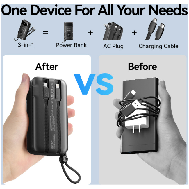 Vention Powerbank Wireless+Travel Charger 6in1 10000mAh Black FHXB0 - Image 13