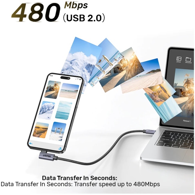 Unitek MC USB-C Cable PD100W L-Shape 5.0m C14123BK-5M - Image 5